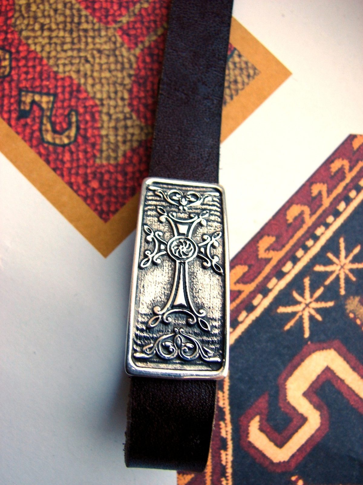 Leather & Silver Bracelet for Men and Women Armenian Cross