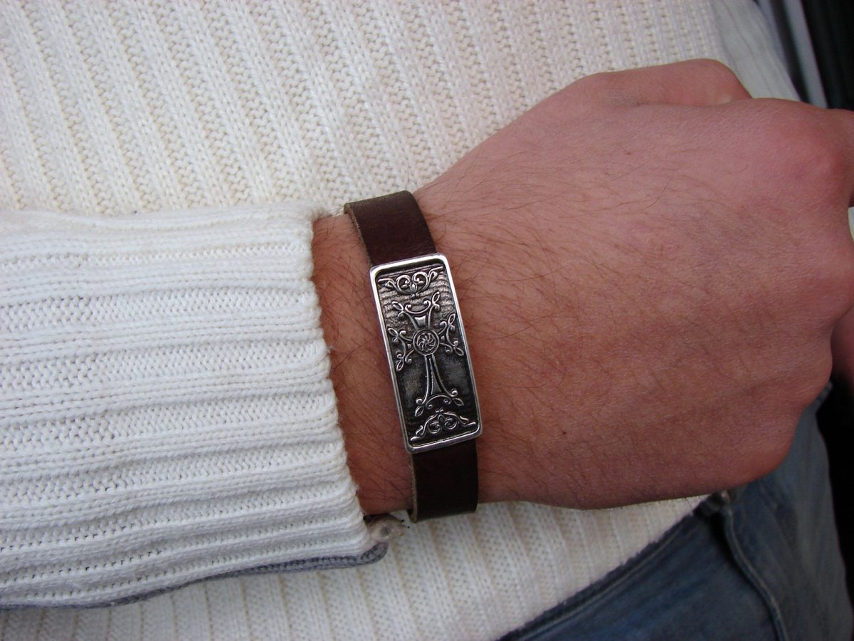 Leather & Silver Bracelet for Men and Women Armenian Cross