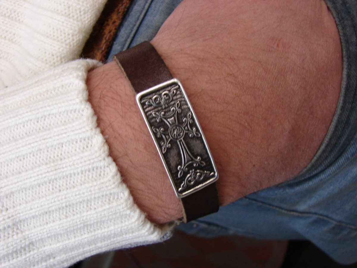 Leather & Silver Bracelet for Men and Women