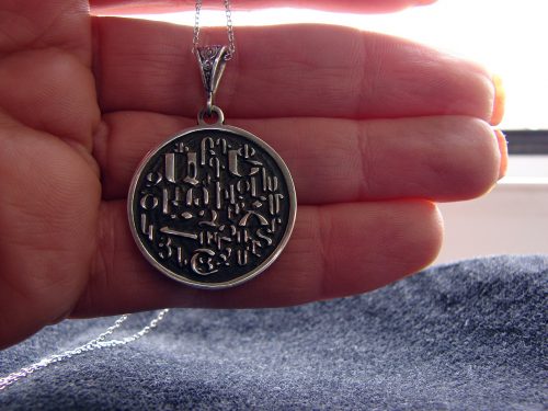 Armenian Alphabet Round Pendant 925 Sterling Silver, Armenian Letters