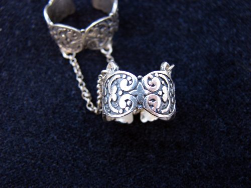 Silver Double Ring 925 Sterling Silver, Adjustable multi-finger