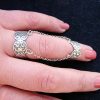Silver Double Ring 925 Sterling Silver, Adjustable multi-finger