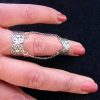 Silver Double Ring 925 Sterling Silver, Adjustable multi-finger