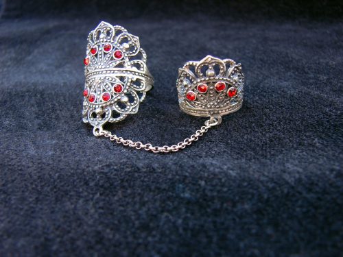 Silver Double Ring 925 Sterling Silver, Adjustable multi-finger