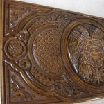 Backgammon Board Armenia Coat of Arms, Natural Wood, Nardi Nardy