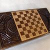 Backgammon Board Armenia Coat of Arms, Natural Wood, Nardi Nardy