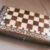 Wooden Chess Board Set and Backgammon, 2 in One Hand Carved