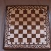 Wooden Chess Board Set and Backgammon, 2 in One Hand Carved