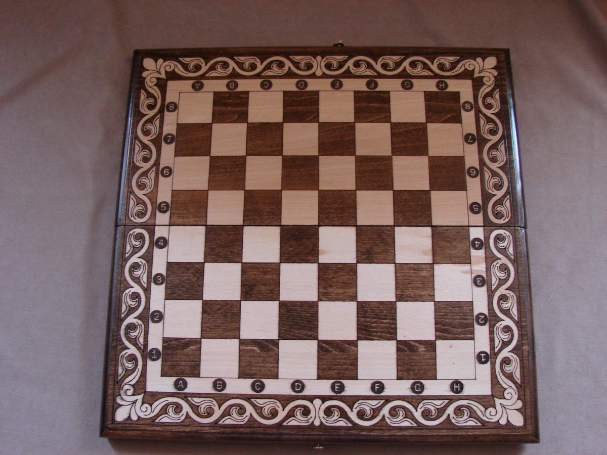 Wooden Chess Board Set and Backgammon, 2 in One Hand Carved