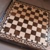 Wooden Chess Board Set and Backgammon, 2 in One Hand Carved