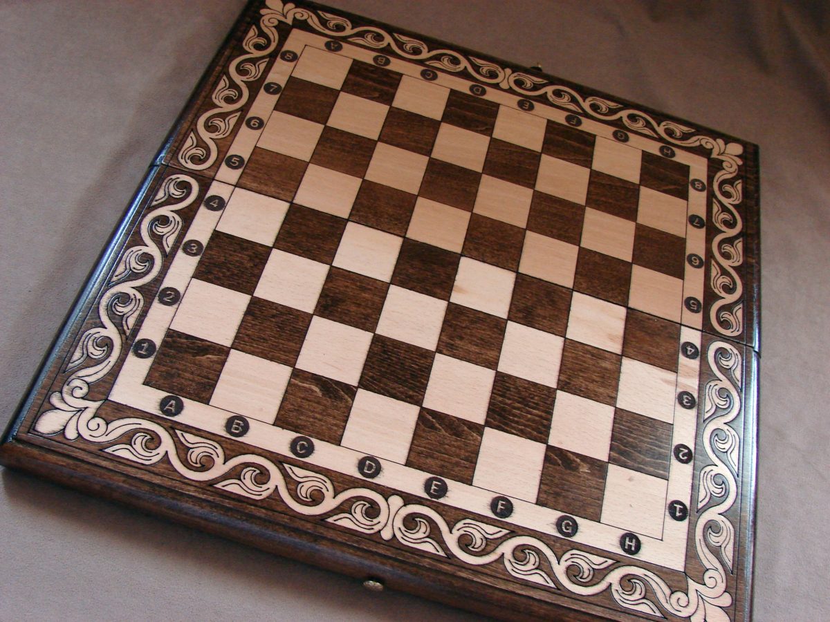 Wooden Chess Board Set and Backgammon, 2 in One Hand Carved