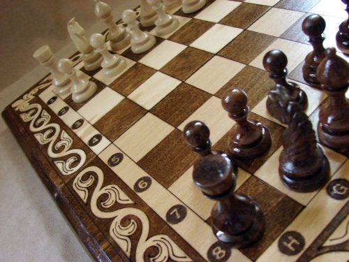 Wooden Chess Board Set and Backgammon, 2 in One Hand Carved