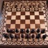 Wooden Chess Board Set and Backgammon, 2 in One Hand Carved