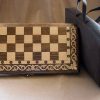 Wooden Chess Board Set and Backgammon, 2 in One Hand Carved