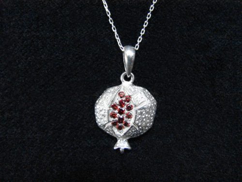 Pomegranate Necklace Armenian Sterling Silver 925 with Red Zircon