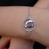 Pomegranate Charm Bracelet 925 Sterling Silver with White and Red Zircon