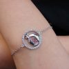Pomegranate Charm Bracelet 925 Sterling Silver with White and Red Zircon