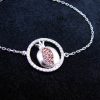 Pomegranate Charm Bracelet 925 Sterling Silver with White and Red Zircon