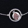 Pomegranate Charm Bracelet 925 Sterling Silver with White and Red Zircon