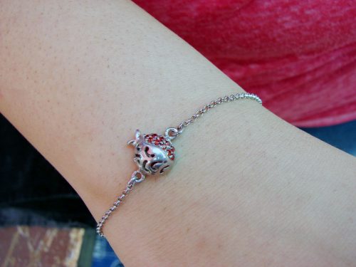 Pomegranate Bracelet 925 Sterling Silver Red Zircon