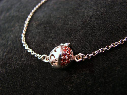 Pomegranate Bracelet 925 Sterling Silver Red Zircon