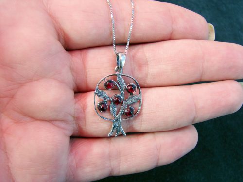 Pendant Pomegranate with Leaves Sterling Silver 925