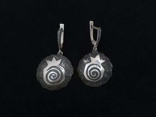 Round Pomegranate Silver Earrings
