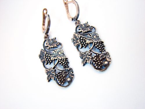 Silver Earrings Bunch of Grapes, Dangle Earrings