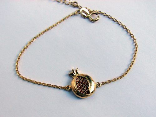 Gold Plated Pomegranate Bracelet 925 Sterling Silver with Red Zircon