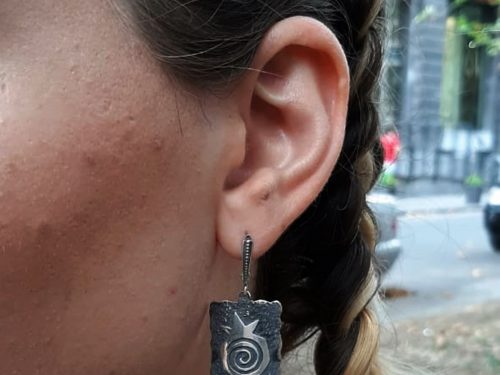 Silver Pomegranate Earrings, Armenian Handmade Jewelry