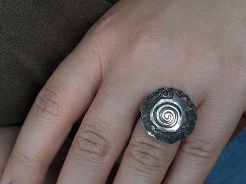 Large Ring Sterling Silver Pomegranate Design