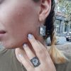 Set of Earrings and Ring Pomegranate Design Sterling Silver 925