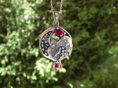 Pomegranate Necklace Sterling Silver 925 with Red Garnet