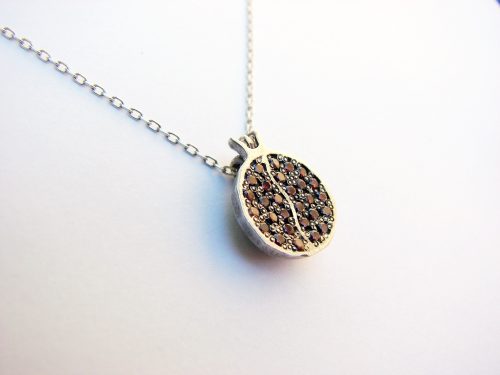 Delicate Pomegranate Necklace Sterling Silver 925 with Garnets