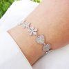 Bracelet Hearts & Flowers Sterling Silver 925 with Sparkling Zircons