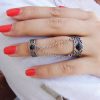Ethnic Style Double Rings, Chains linked, Silver Adjustable multi-finger rings