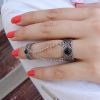 Ethnic Style Double Rings, Chains linked, Silver Adjustable multi-finger rings