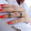 Ethnic Style Double Rings, Chains linked, Silver Adjustable multi-finger rings