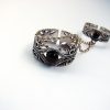 Ethnic Style Double Rings, Chains linked, Silver Adjustable multi-finger rings