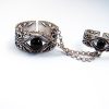 Ethnic Style Double Rings, Chains linked, Silver Adjustable multi-finger rings