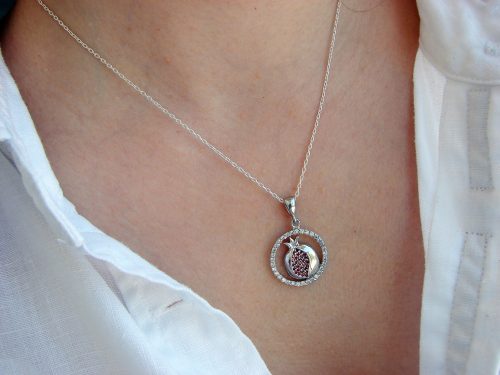 Sparkling Pomegranate Pendant Sterling Silver 925