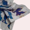 Silk Scarf Blue Birds, Hand painted Long abstract scarf