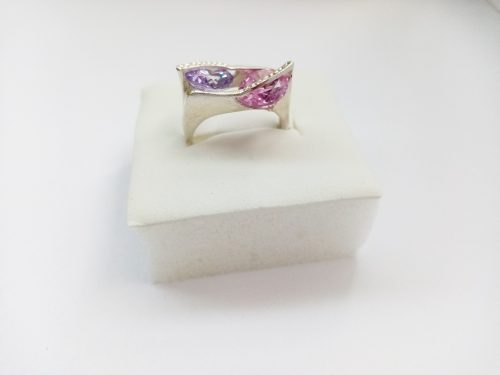 Ring with moving stones, Sterling Silver 925, Rotating Large Zircons