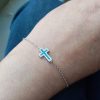 Cross Bracelet Sterling Silver 925 with Opal and Mother of Pearl