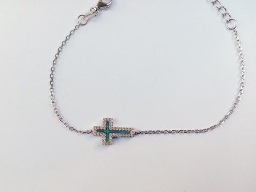 Cross Bracelet Sterling Silver 925 with Opal and Mother of Pearl