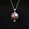 Graceful Pomegranate Pendant Sterling Silver 925 with Red Zircons