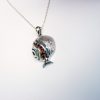 Graceful Pomegranate Pendant Sterling Silver 925 with Red Zircons