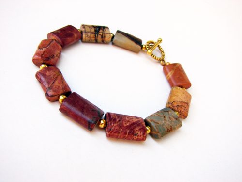 Bracelet Picasso Jasper Natural Gemstone, Handmade Jewelry, Gift for Her