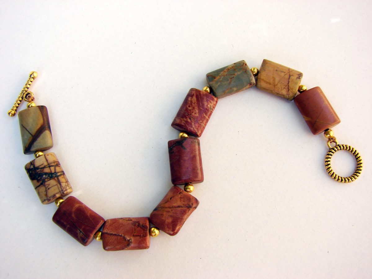 Bracelet Picasso Jasper Natural Gemstone, Handmade Jewelry, Gift for Her