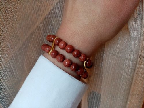 Bracelet Galaxy Stars Goldstone 2 strands, Handmade Jewelry, Gift for Her